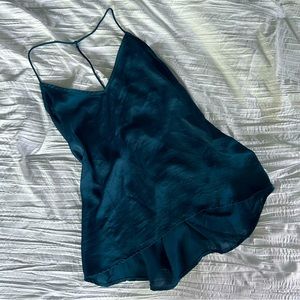 LA HEARTS Teal Silk Top - Size Large